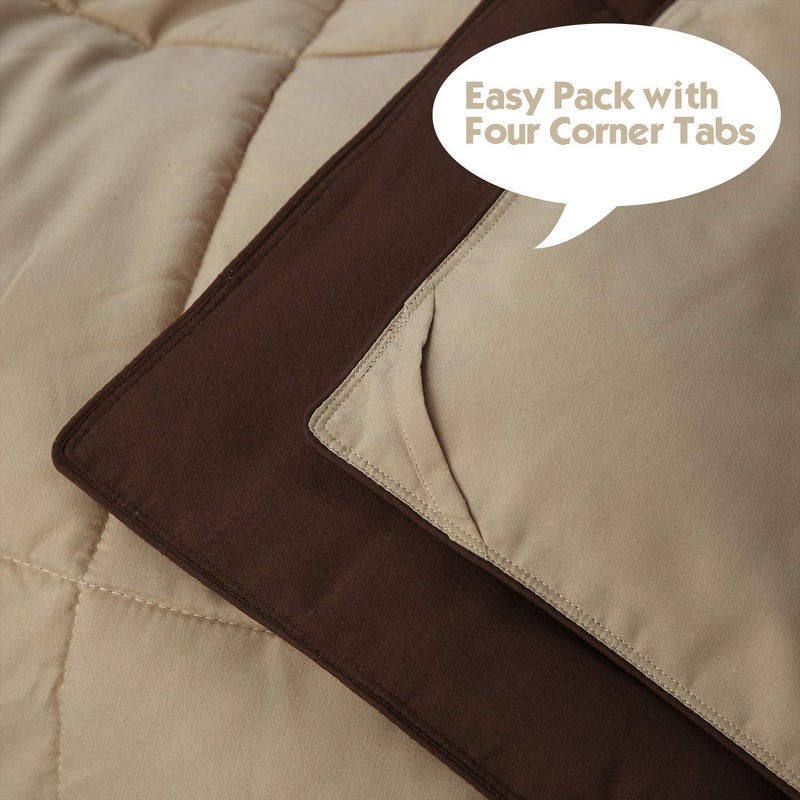Hi -G HIG 3pc Down Alternative Comforter Set - All Season Reversible Comforter with Two Shams - Quilted Duvet Insert with Corner Tabs - Box Stitched - Super Soft, Fluffy (Full/Queen, Chocolate) - Image 5
